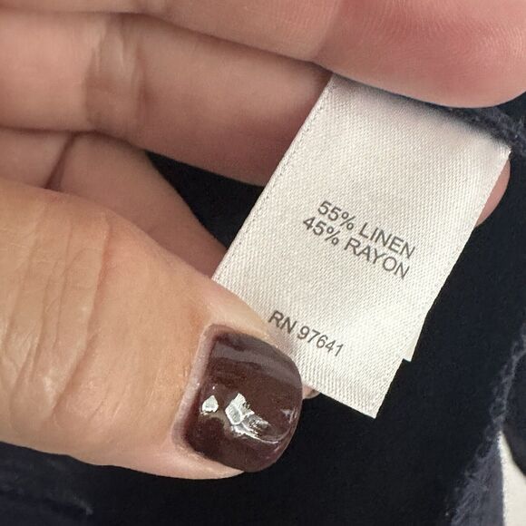 J Jill Linen Rayon Blend Knit Blazer Jacket L Petite Open Front Navy Blue NEW - Picture 5 of 11